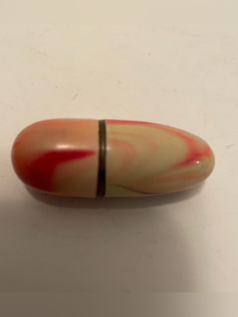 Vintage Celluloid Travel Sewing Kit Capsule Etui Thimble Spool Germany Swirl